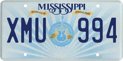 MS license plate XMU994