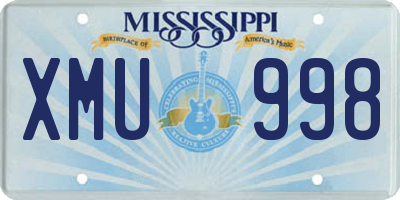 MS license plate XMU998