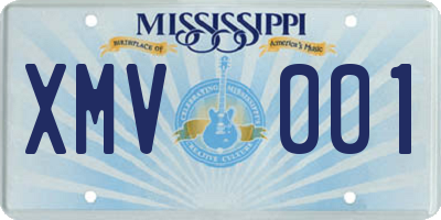 MS license plate XMV001