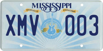 MS license plate XMV003