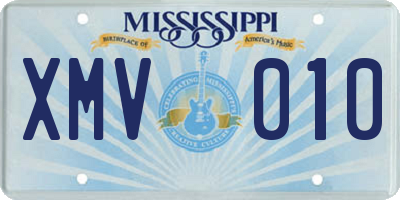 MS license plate XMV010