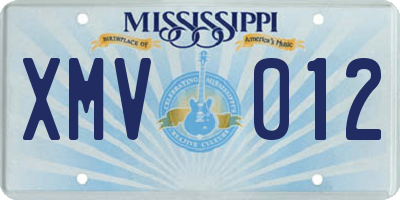 MS license plate XMV012