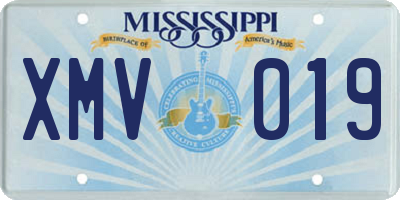 MS license plate XMV019