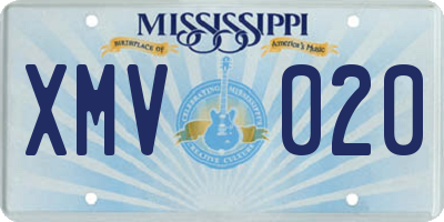 MS license plate XMV020