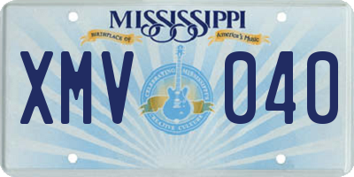 MS license plate XMV040