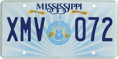 MS license plate XMV072