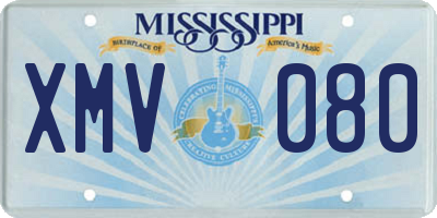 MS license plate XMV080