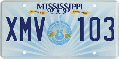 MS license plate XMV103