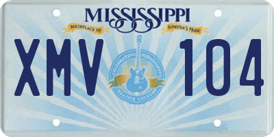 MS license plate XMV104