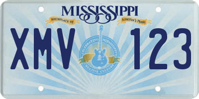MS license plate XMV123