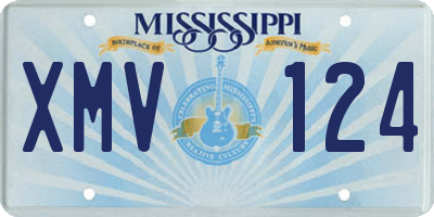 MS license plate XMV124