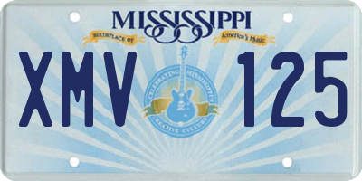 MS license plate XMV125