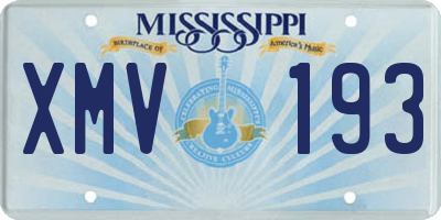 MS license plate XMV193