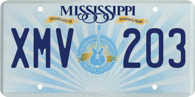 MS license plate XMV203