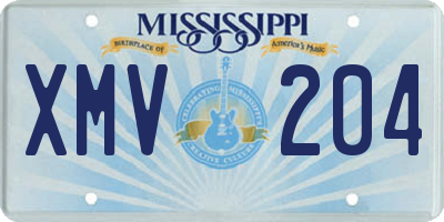 MS license plate XMV204