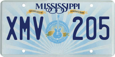 MS license plate XMV205