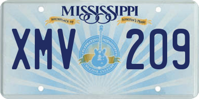 MS license plate XMV209