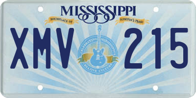 MS license plate XMV215