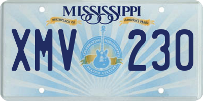 MS license plate XMV230