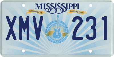 MS license plate XMV231