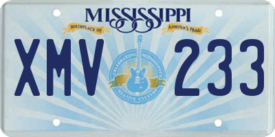 MS license plate XMV233