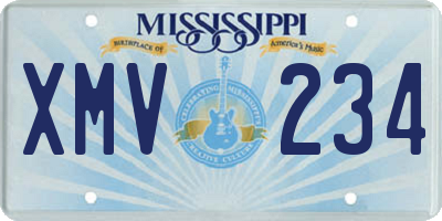 MS license plate XMV234