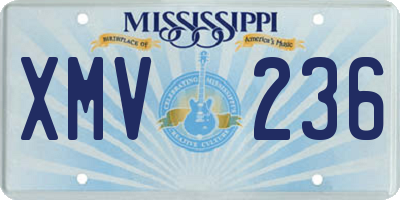MS license plate XMV236