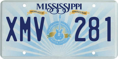 MS license plate XMV281