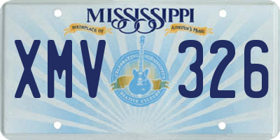 MS license plate XMV326