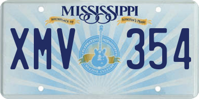 MS license plate XMV354