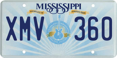 MS license plate XMV360