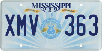 MS license plate XMV363