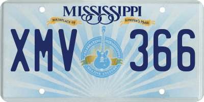 MS license plate XMV366