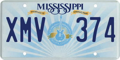 MS license plate XMV374