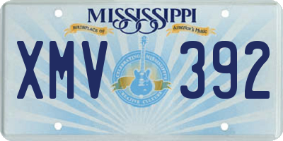 MS license plate XMV392