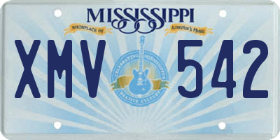 MS license plate XMV542