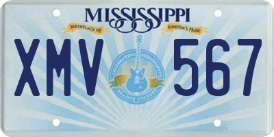 MS license plate XMV567