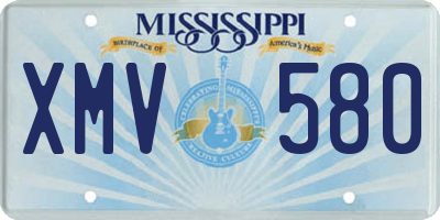 MS license plate XMV580