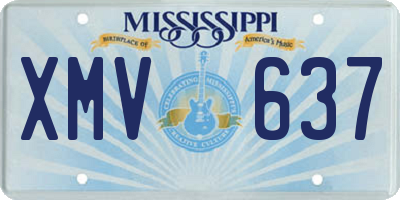 MS license plate XMV637