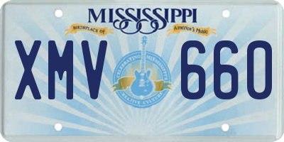 MS license plate XMV660