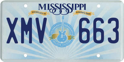 MS license plate XMV663