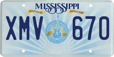 MS license plate XMV670