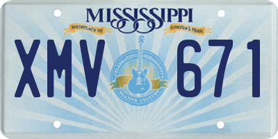 MS license plate XMV671