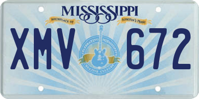 MS license plate XMV672