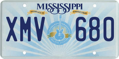MS license plate XMV680