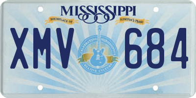 MS license plate XMV684