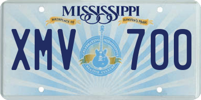 MS license plate XMV700