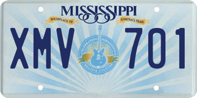 MS license plate XMV701