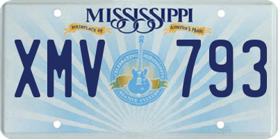 MS license plate XMV793