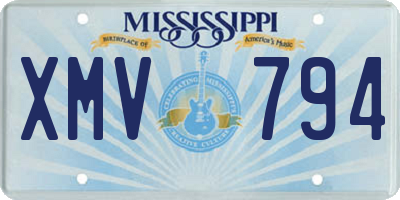 MS license plate XMV794